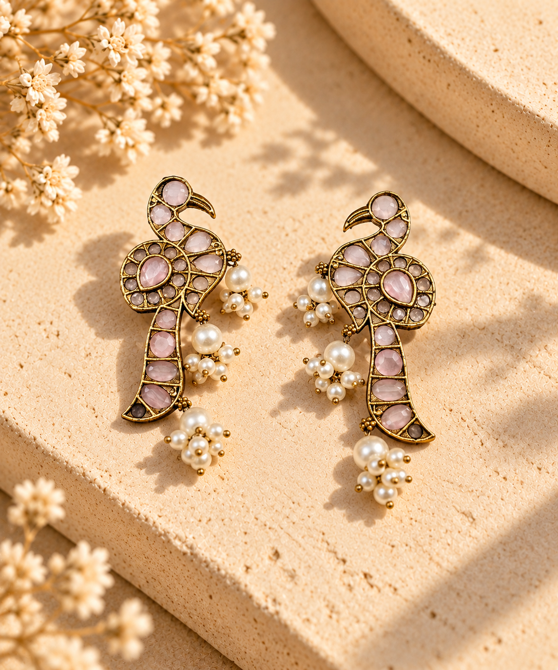 Nidhi Earrings- Pink