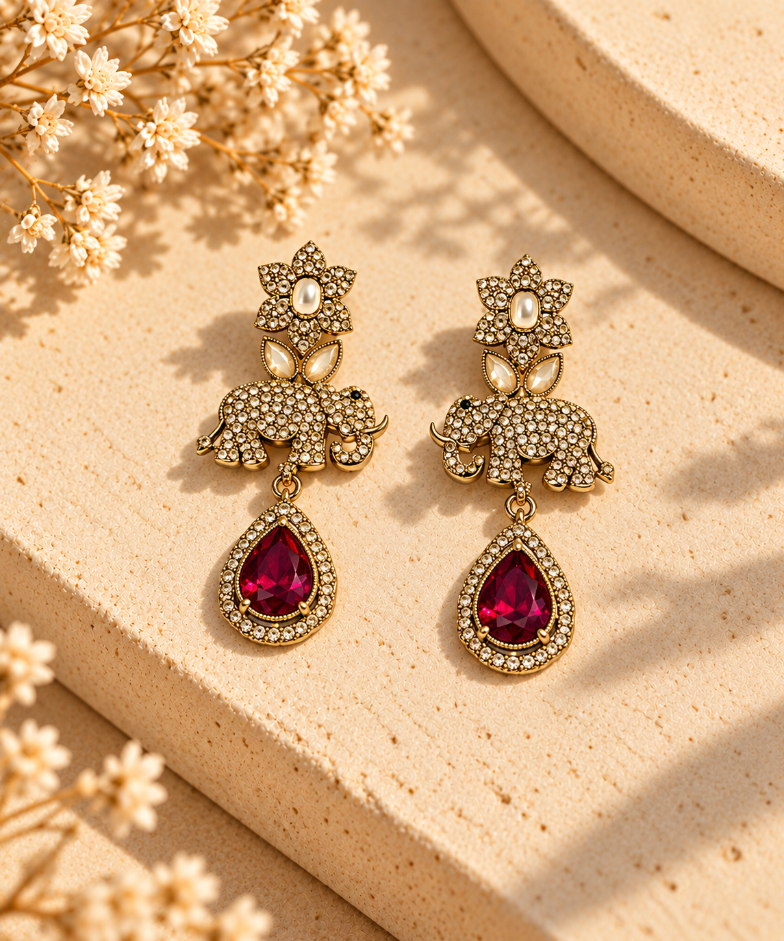 Advika Earrings- Ruby