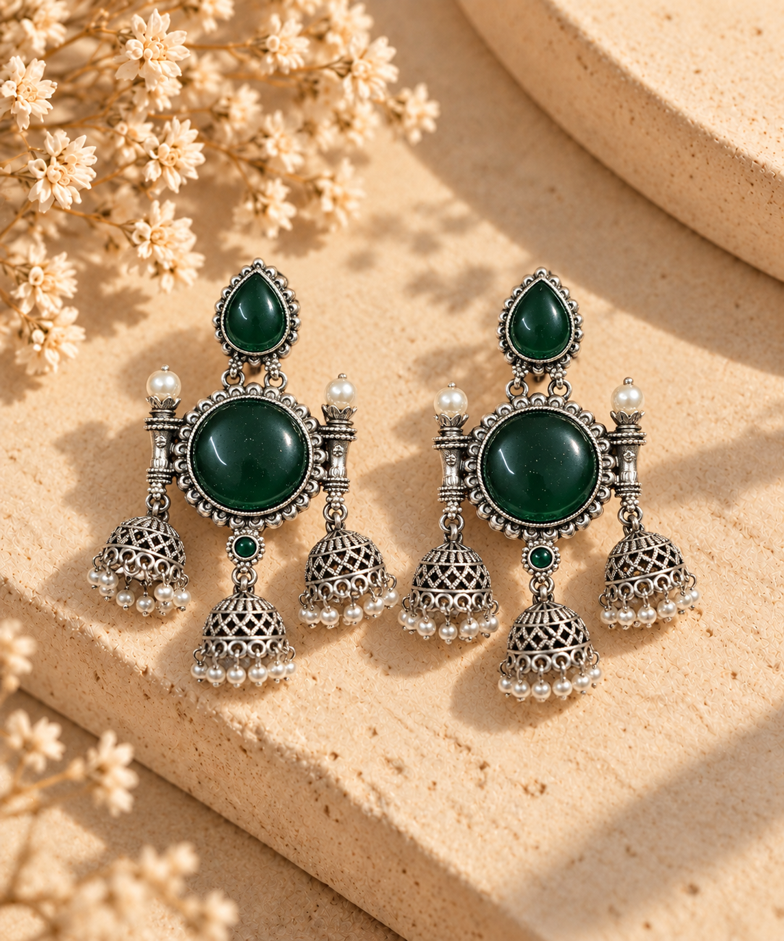 Tamanna Earrings- Dark Green