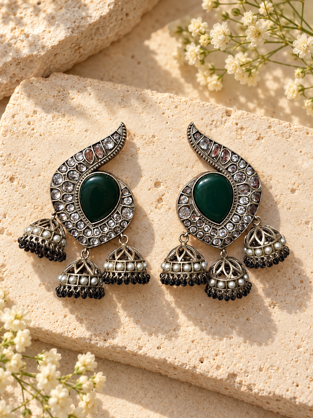 Kritika Earrings- Dark Green