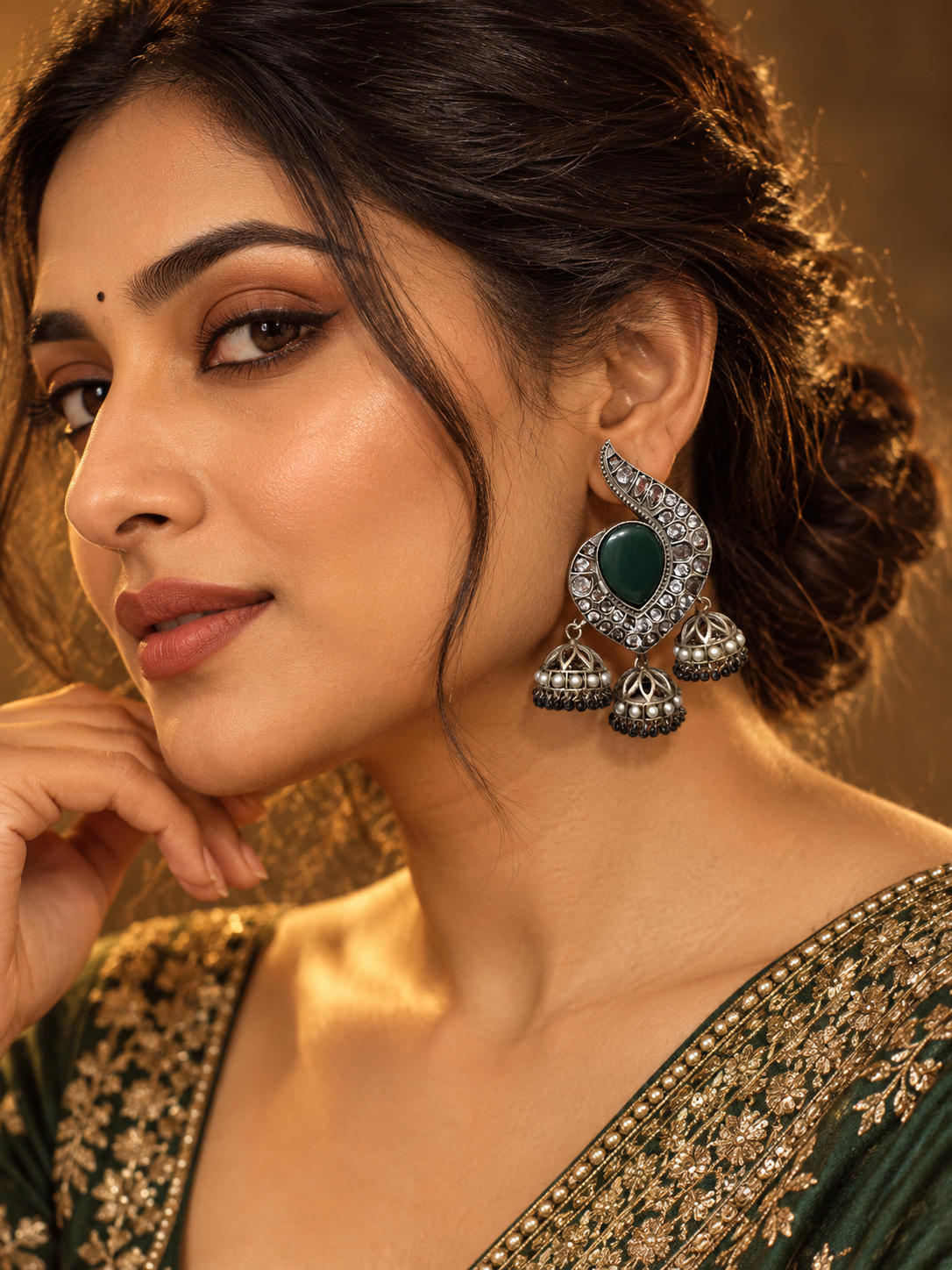 Kritika Earrings- Dark Green