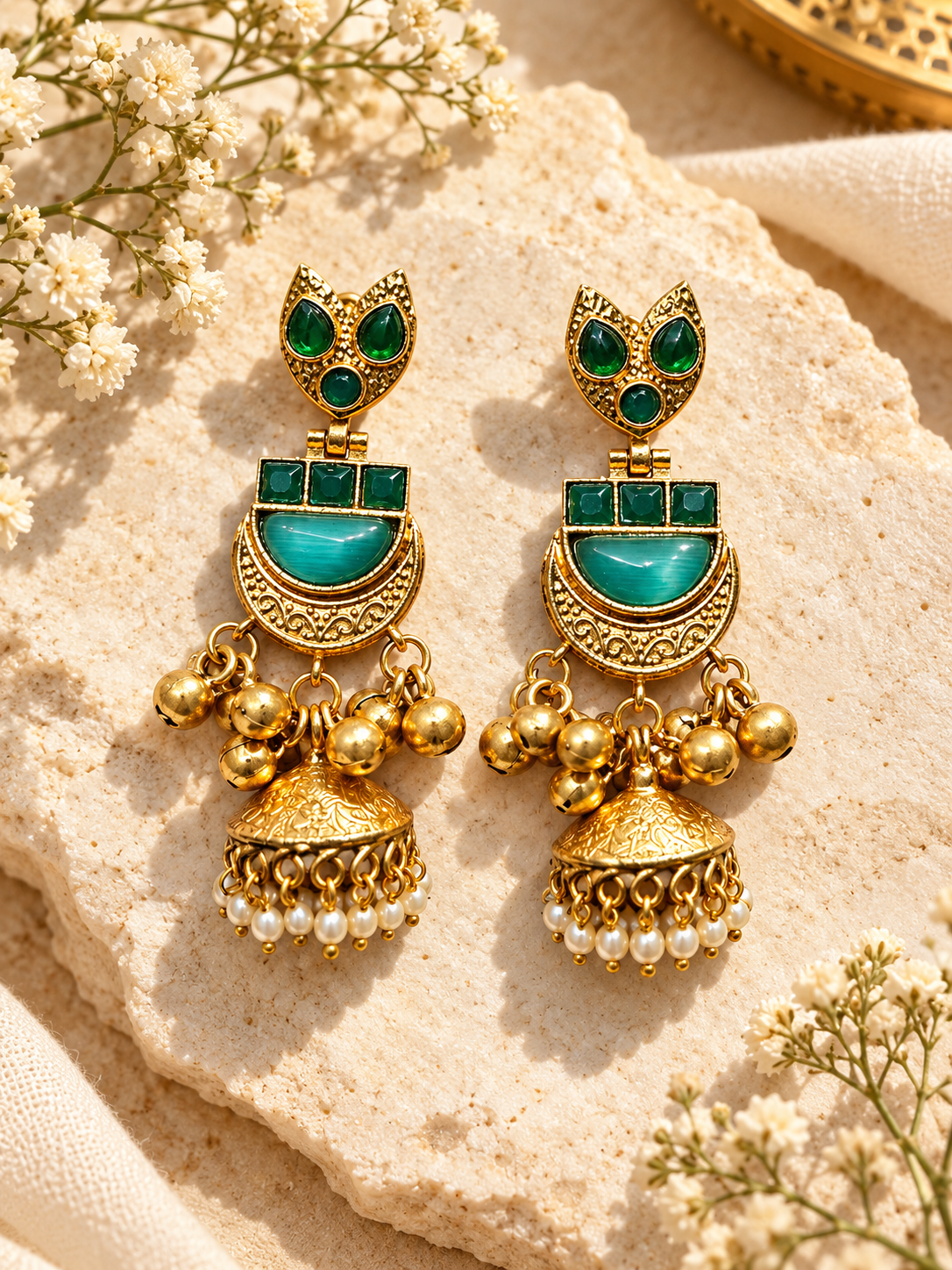 Naina Earrings- Mint Green