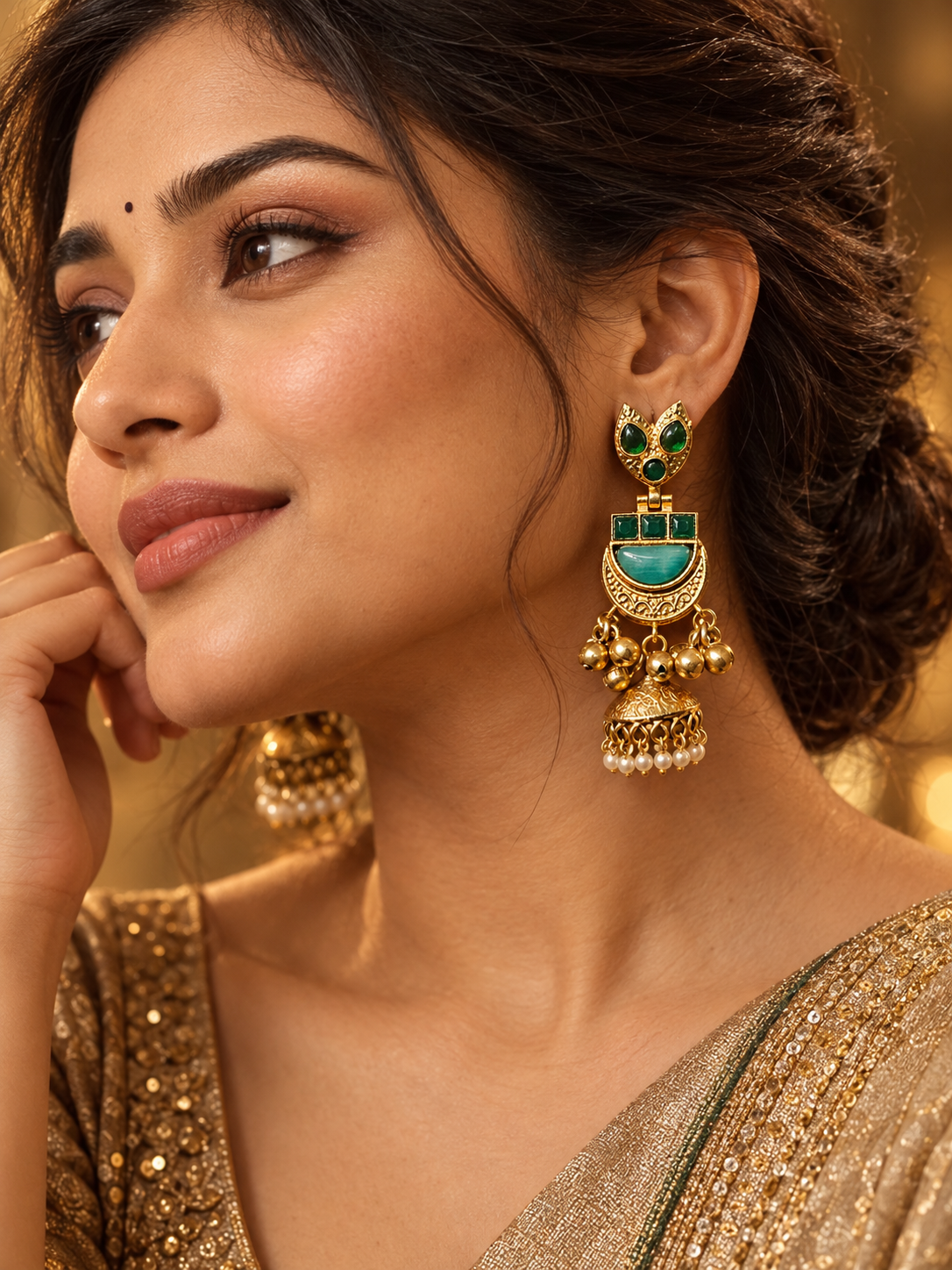 Naina Earrings- Mint Green