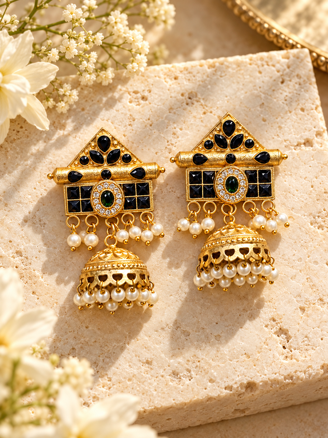 Vritika Jhumka Earrings- Black