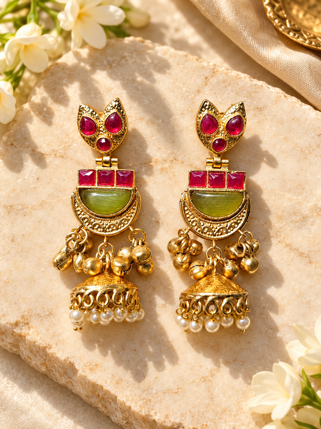 Naina Earrings- Ruby Green