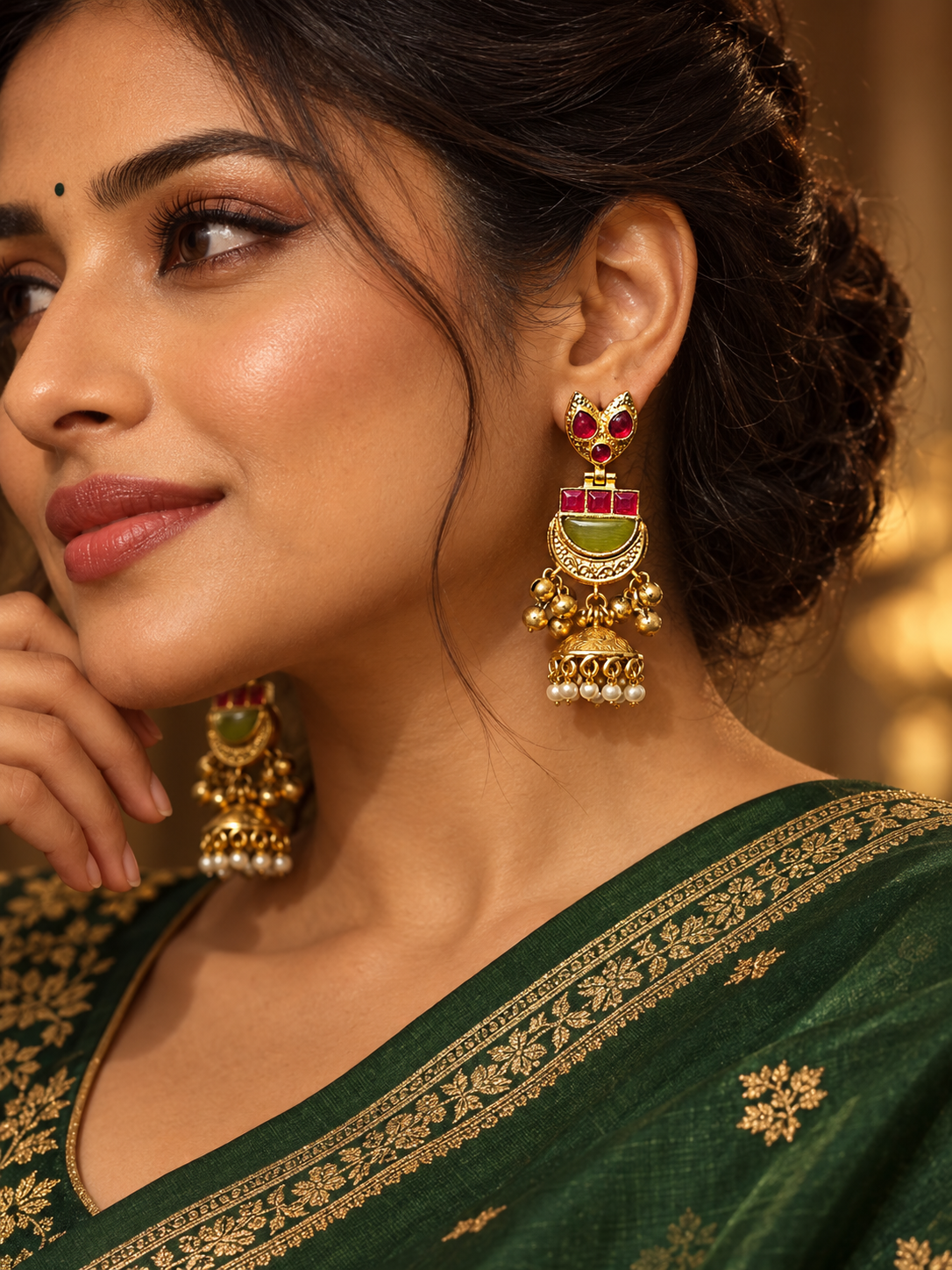 Naina Earrings- Ruby Green