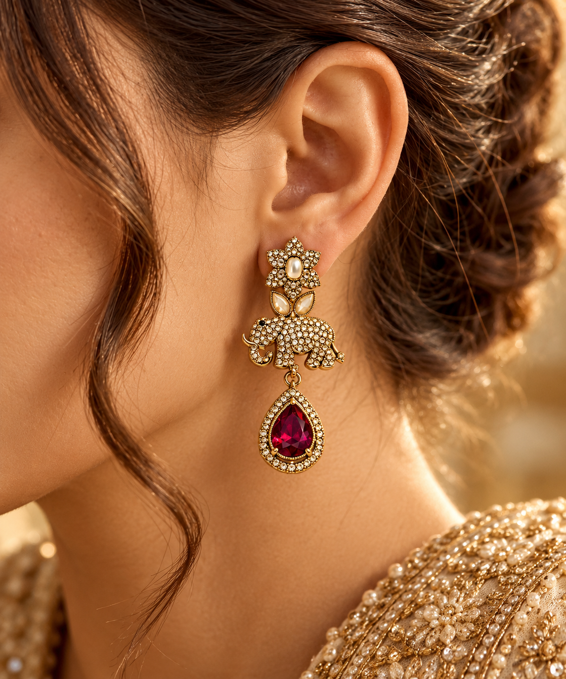 Advika Earrings- Ruby