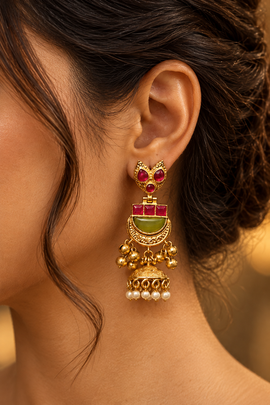 Naina Earrings- Ruby Green