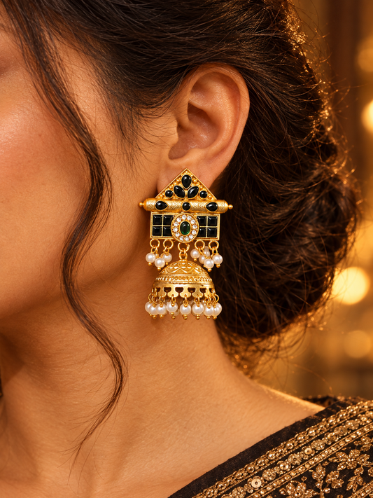 Vritika Jhumka Earrings- Black