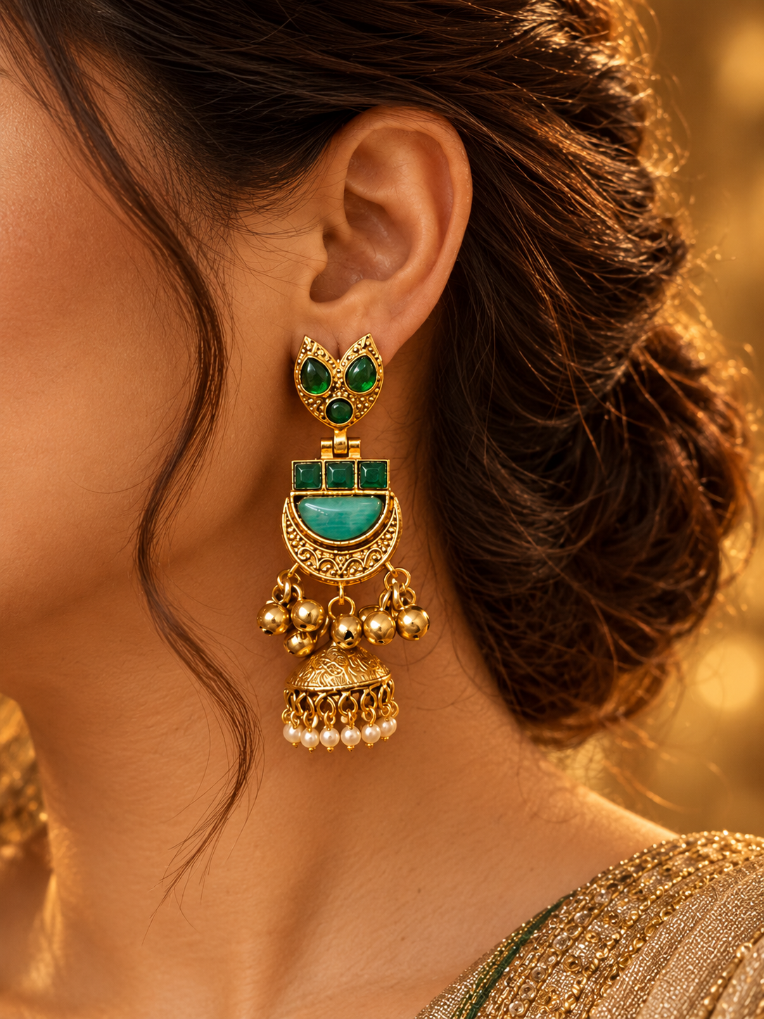 Naina Earrings- Mint Green