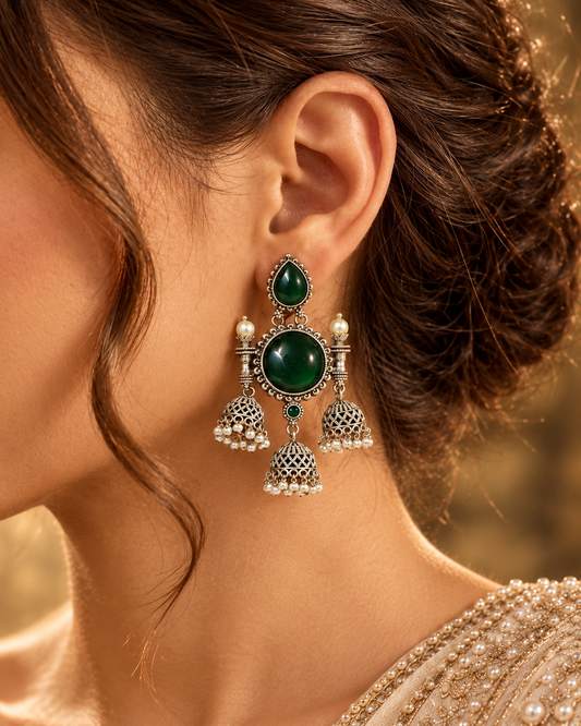 Tamanna Earrings- Dark Green