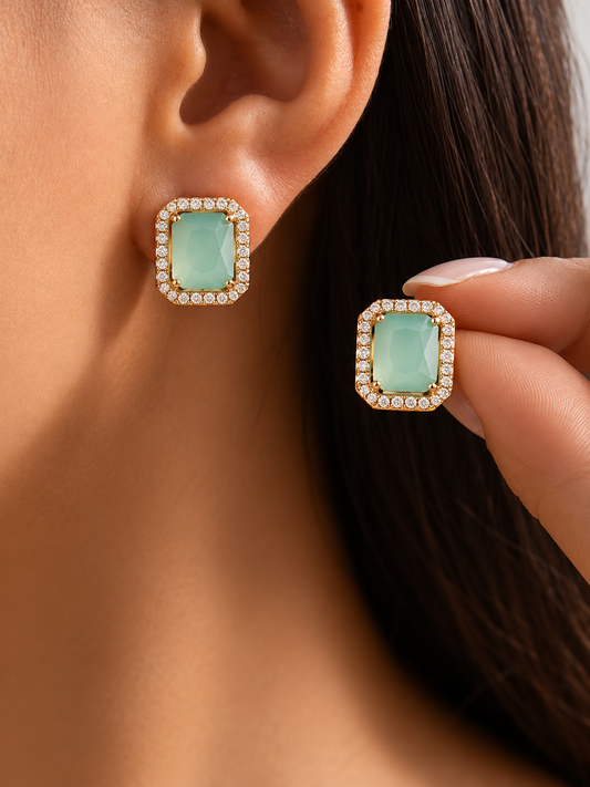 Bella Stud Earrings- Mint