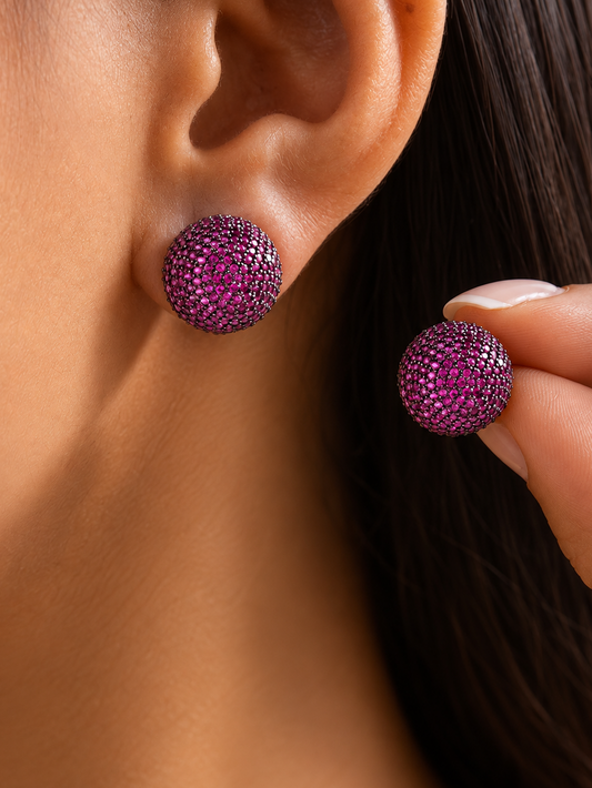 Camila Stud Earrings- Magenta