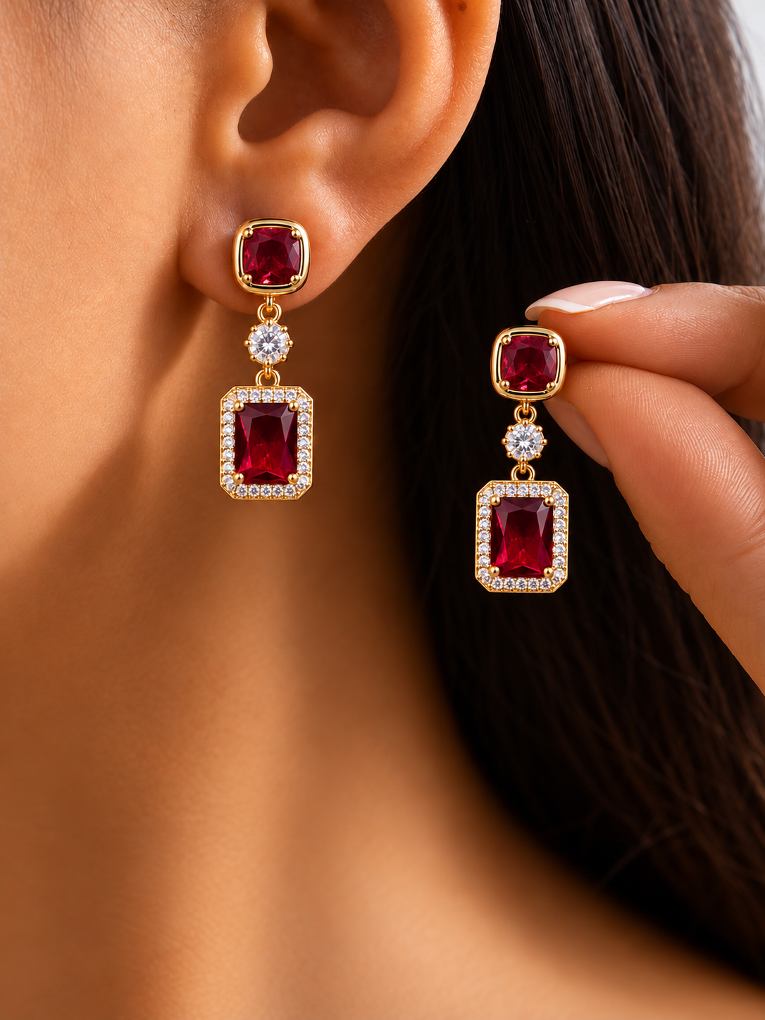 Brielle Drop Earrings- Ruby