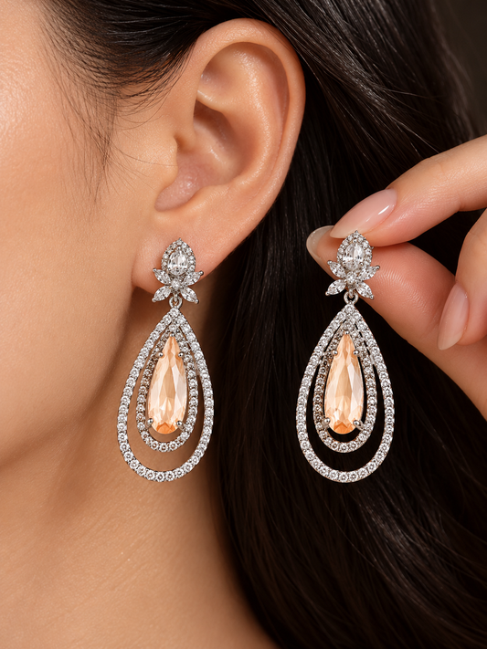 Shanaya Diamond Earrings- Peach