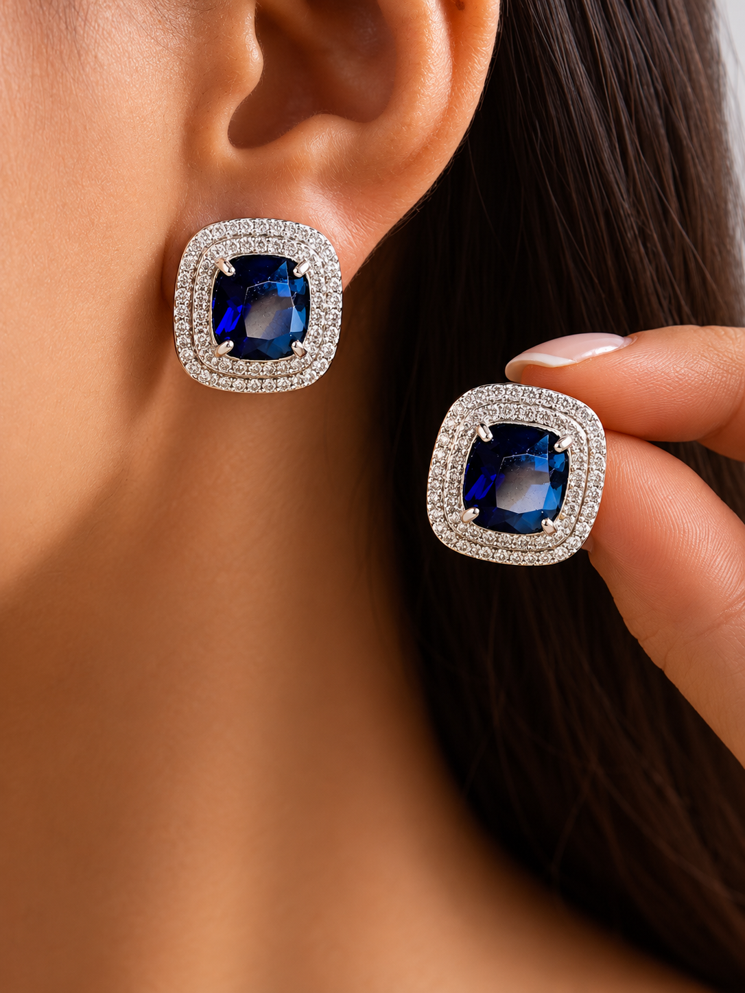 Keya Stud Earrings- Sapphire