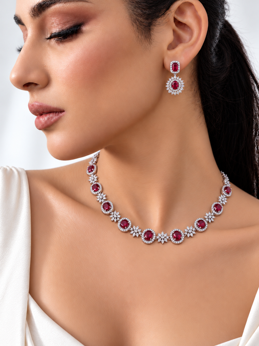 Radhya Diamond Set- Ruby