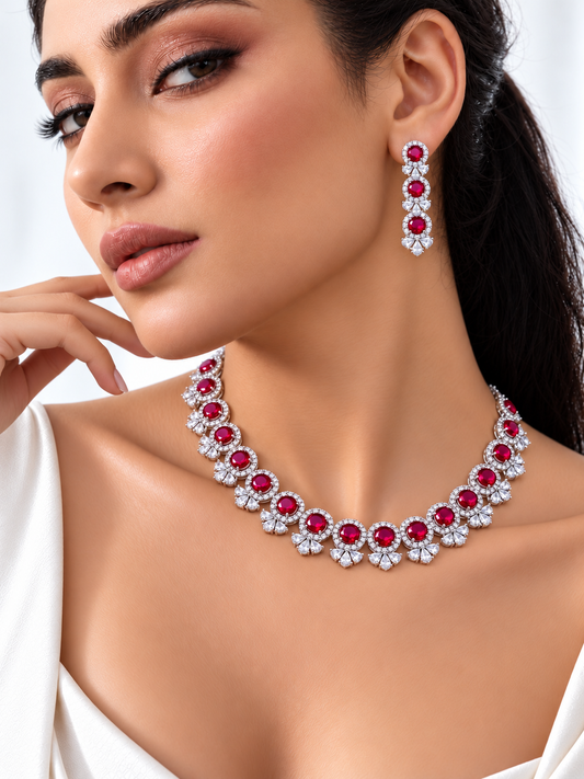 Latika Diamond Set- Ruby