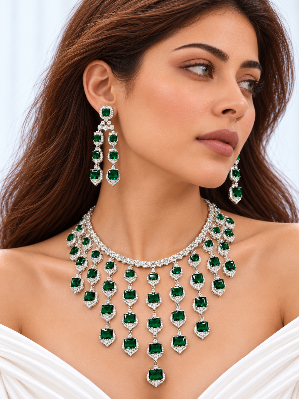 Laurel Diamond Set- Emerald