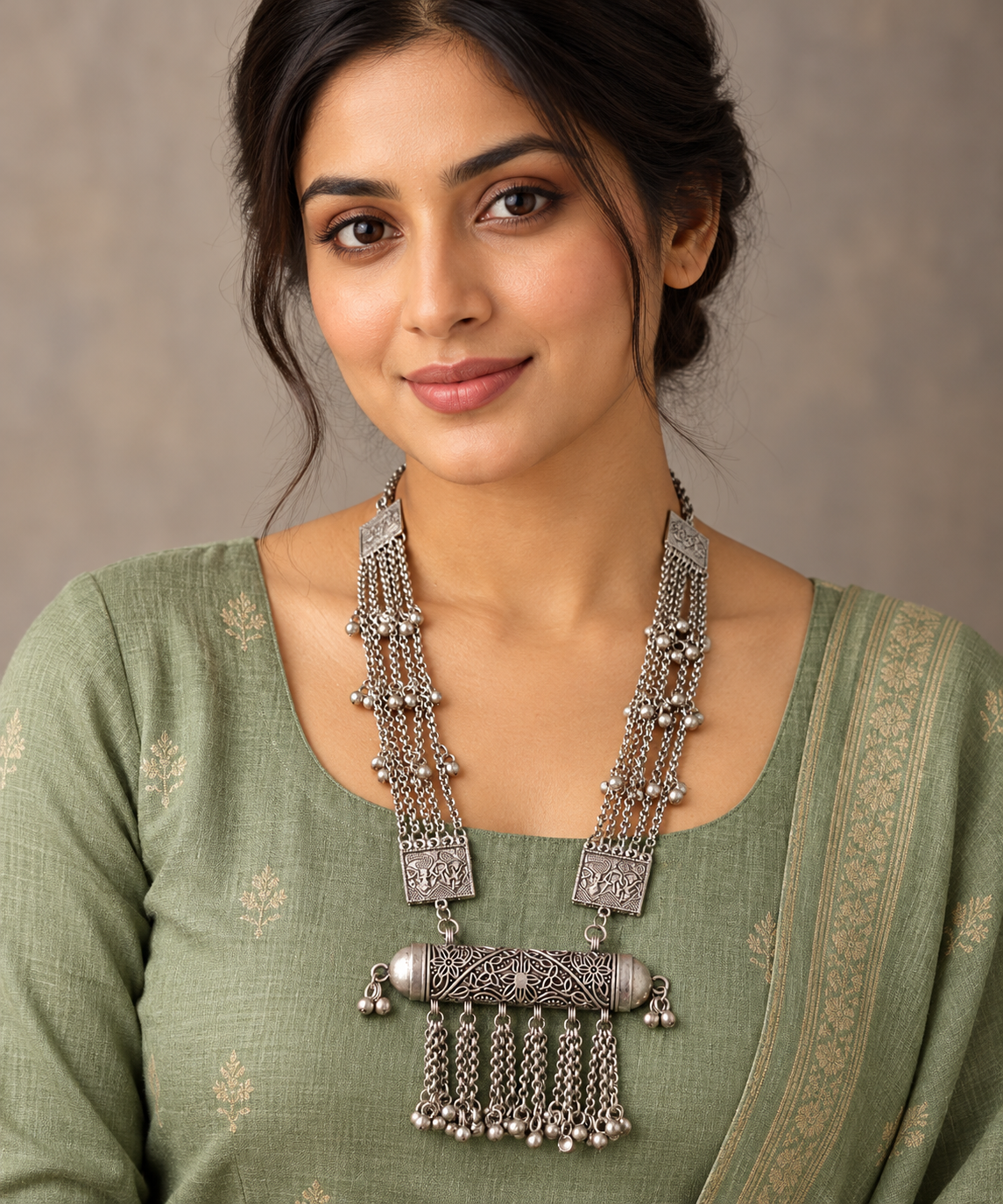 Sanvi Long Silver Necklace