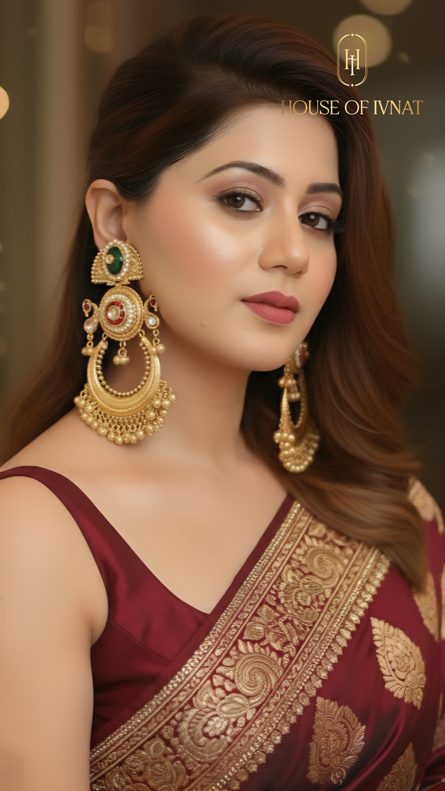 Saachi Earrings- Green, Rani Pink