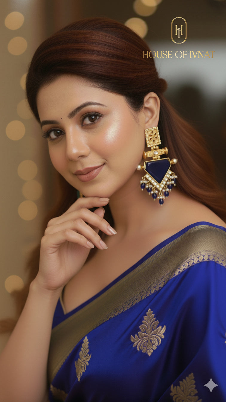 Yashvika Earrings- Navy Blue