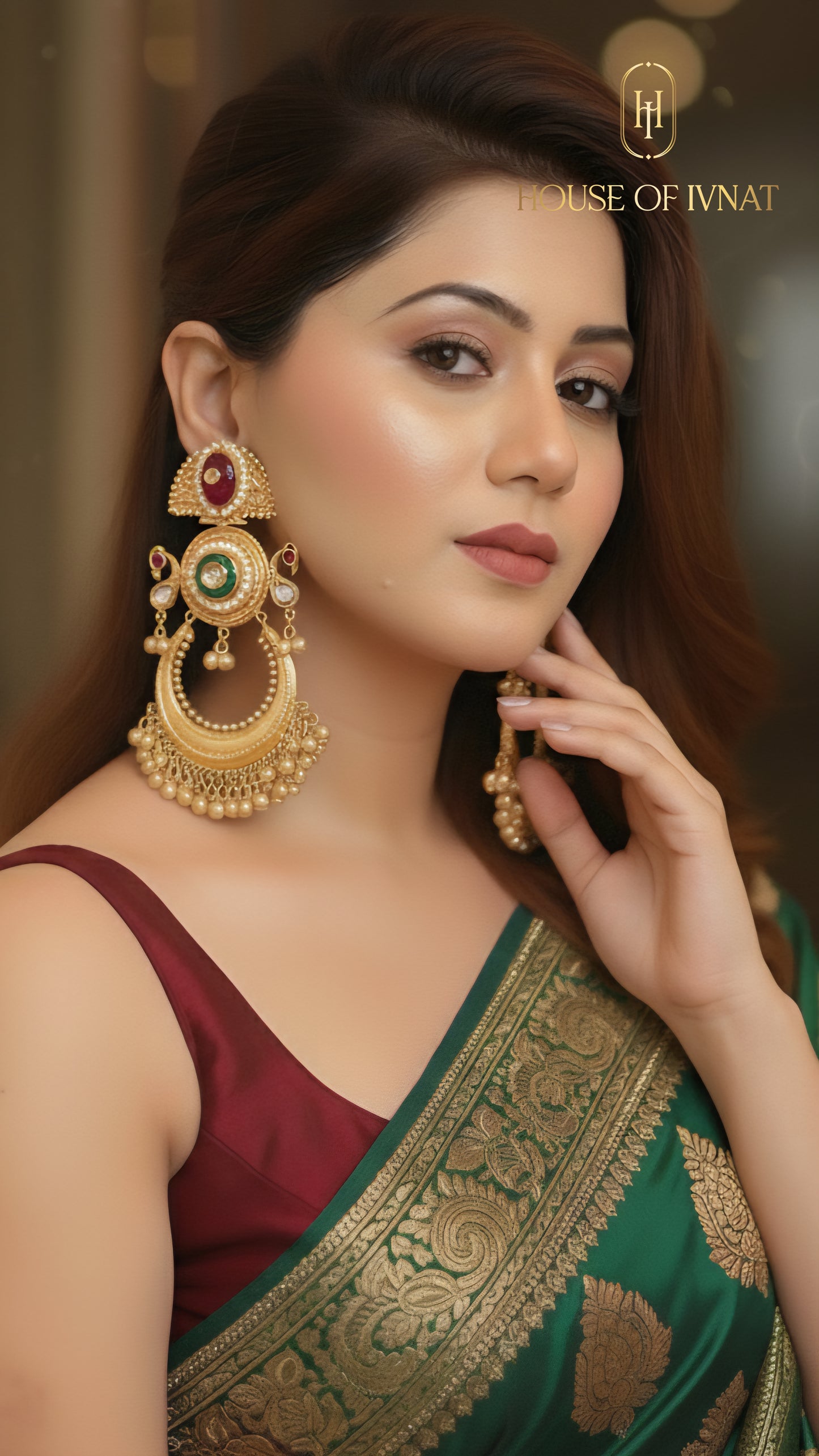 Saachi Earrings- Ruby, Green