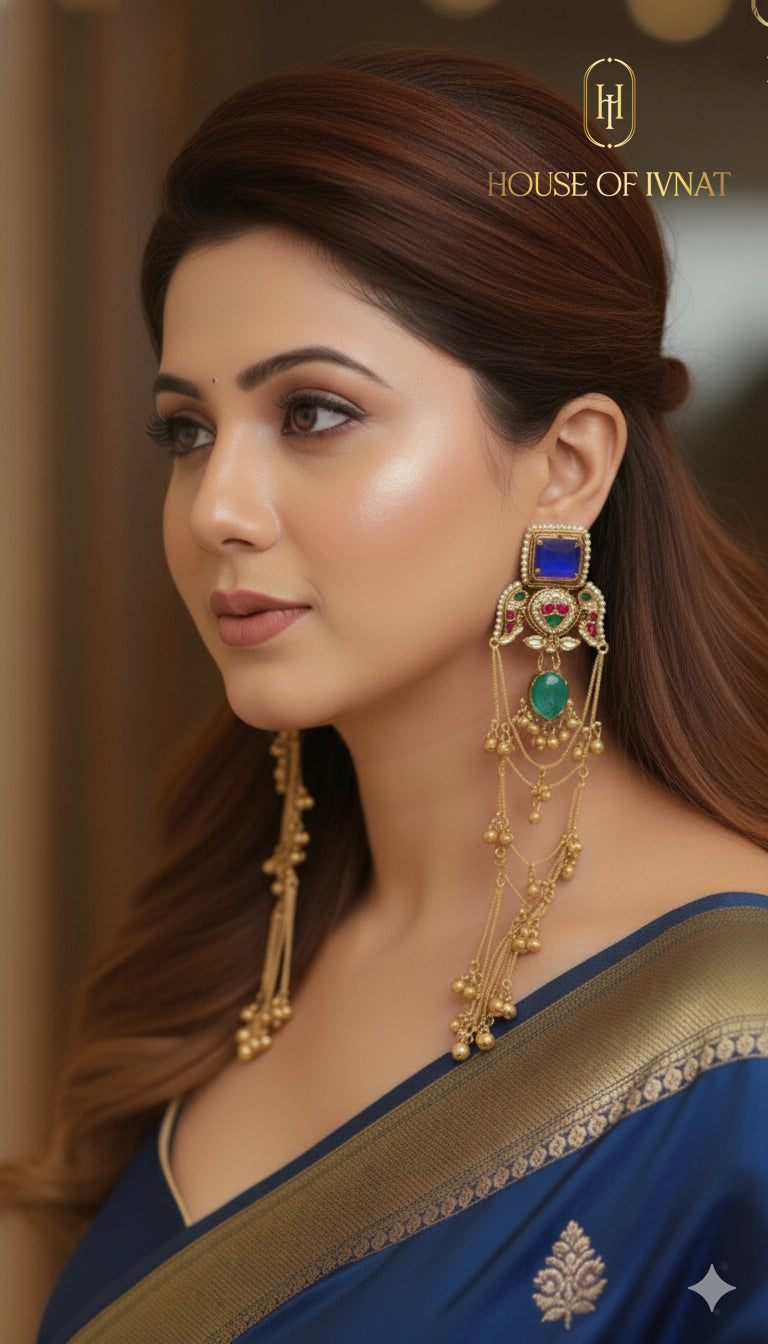 Dhrashti Kashmiri Earrings- Purple, Turquoise