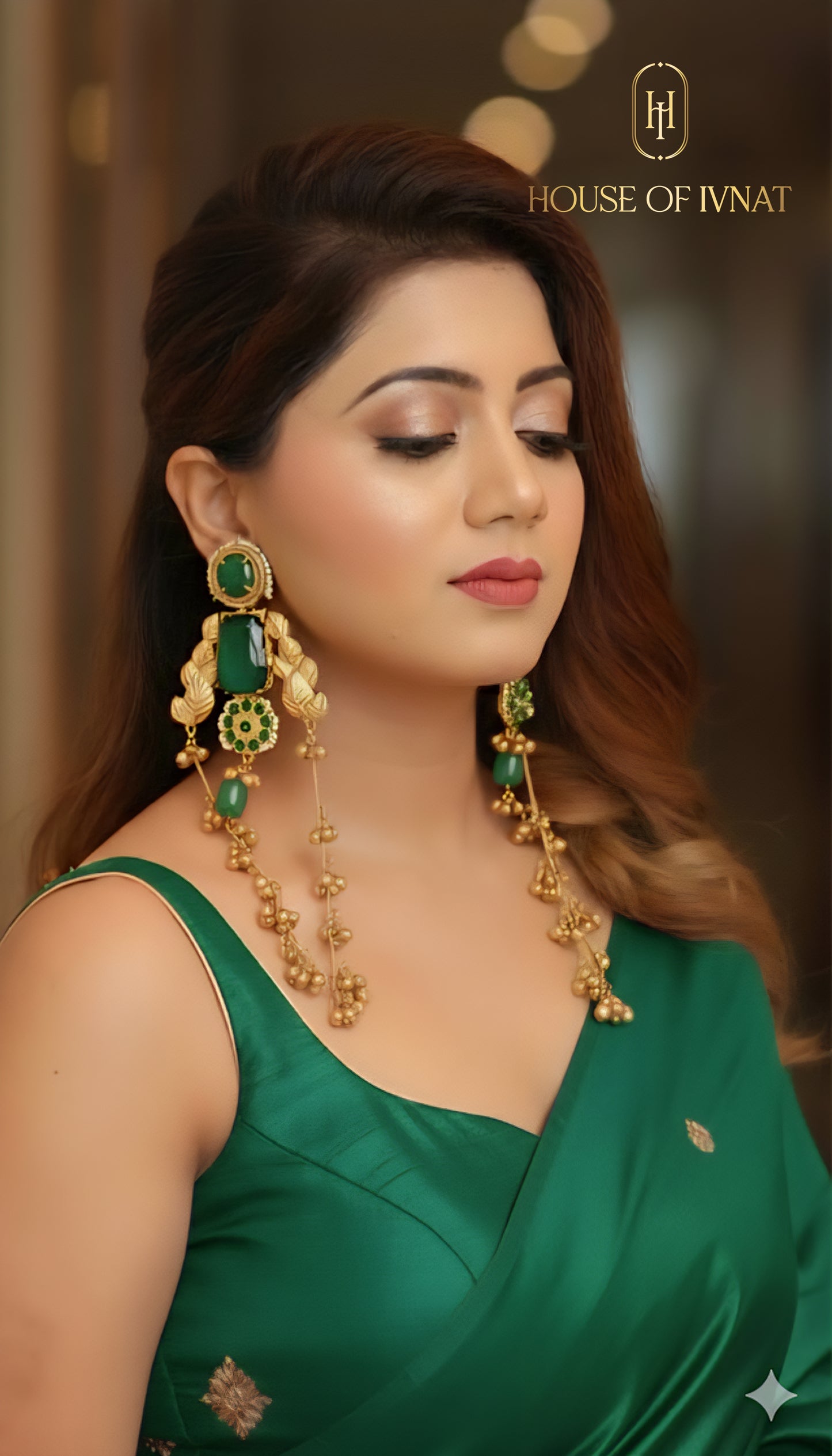 Nayantara Kashmiri Earrings- Green