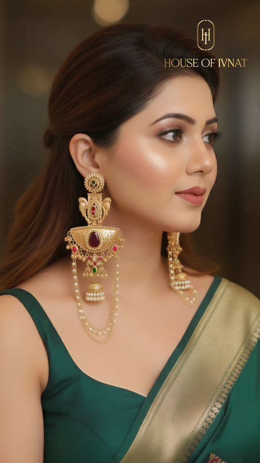 Aparajita Kashmiri Earrings- Ruby