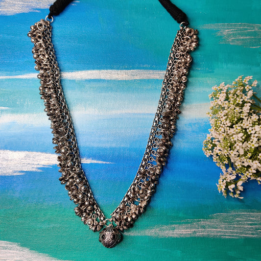 Narmada Long Silver Necklace