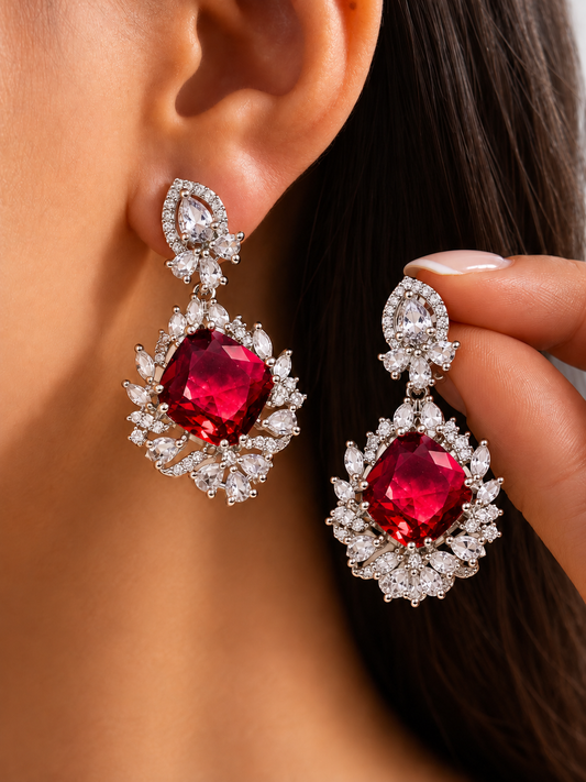 Ishika Earrings- Ruby