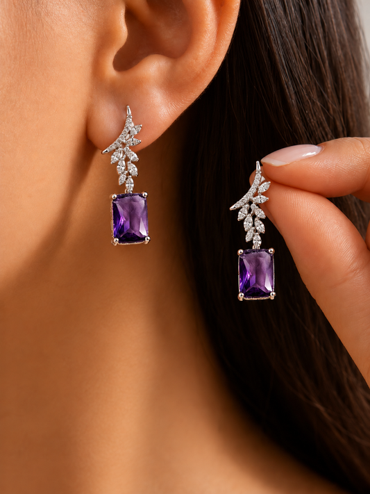 Myra Diamond Earrings- Purple